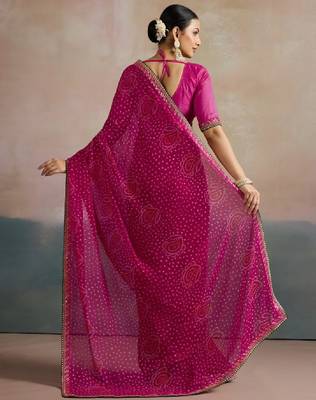 Bandhani printed sequinned pure georgette bandhani saree 3