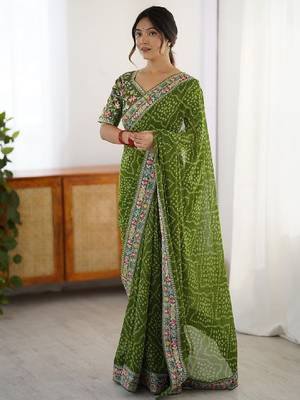Bandhani sequinned pure georgette bandhani saree 2