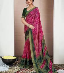 Printed zari pure chiffon bandhani saree