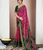 Printed zari pure chiffon bandhani saree