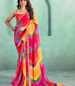Leheriya sequinned pure georgette heavy work leheriya saree