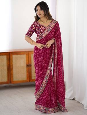 Bandhani sequinned pure georgette bandhani saree 1