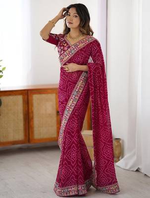 Bandhani sequinned pure georgette bandhani saree 2
