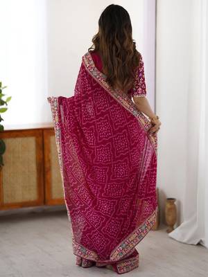 Bandhani sequinned pure georgette bandhani saree 3