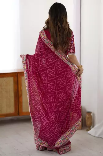 Bandhani sequinned pure georgette bandhani saree