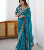 Bandhani sequinned pure georgette bandhani saree