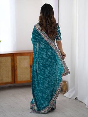 Bandhani sequinned pure georgette bandhani saree 2