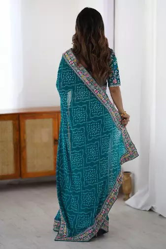 Bandhani sequinned pure georgette bandhani saree
