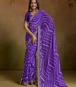Leheriya print sequinned pure georgette leheriya saree