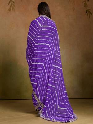 Leheriya print sequinned pure georgette leheriya saree 4