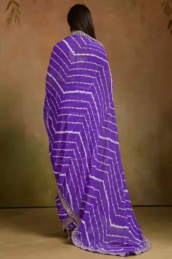 Leheriya print sequinned pure georgette leheriya saree