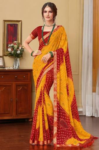 Bandhani pure chiffon bandhani saree