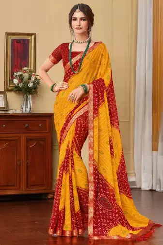 Bandhani pure chiffon bandhani saree