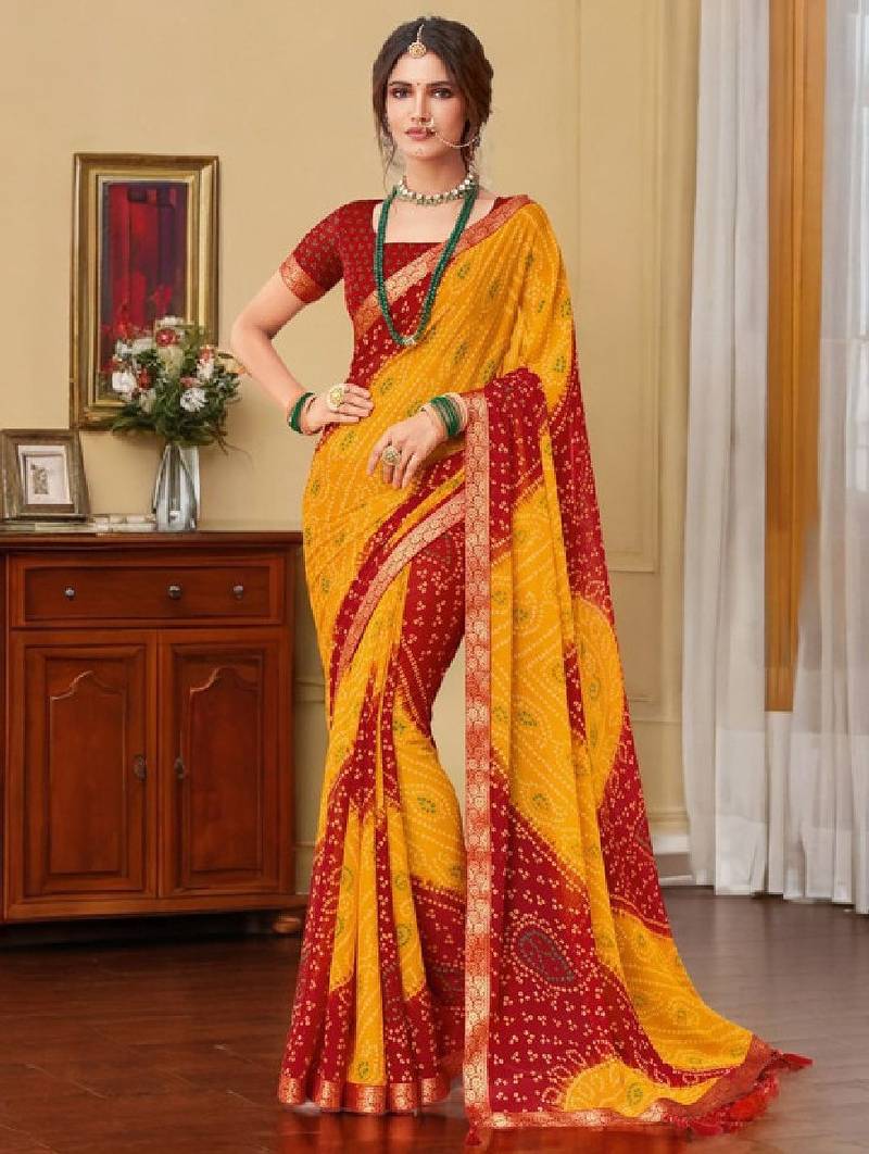 Bandhani pure chiffon bandhani saree