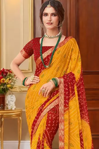 Bandhani pure chiffon bandhani saree