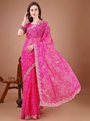 Bandhani poly georgette designer bandhani saree 1