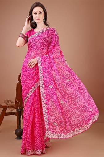 Bandhani poly georgette designer bandhani saree
