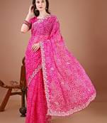 Bandhani poly georgette designer bandhani saree