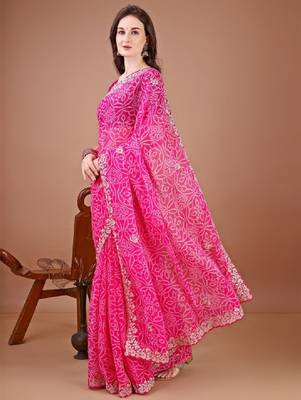 Bandhani poly georgette designer bandhani saree 2