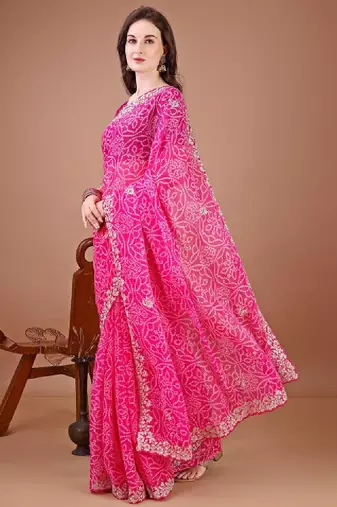 Bandhani poly georgette designer bandhani saree