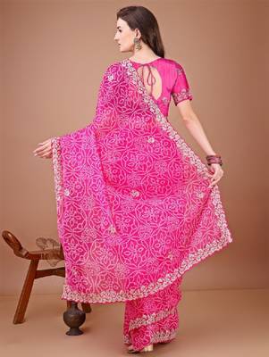 Bandhani poly georgette designer bandhani saree 3