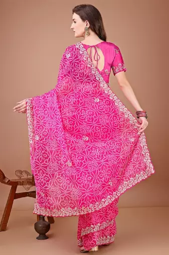 Bandhani poly georgette designer bandhani saree