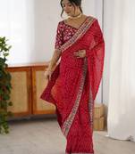 Bandhani sequinned pure georgette bandhani saree