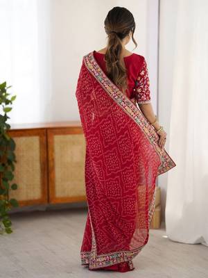 Bandhani sequinned pure georgette bandhani saree 2