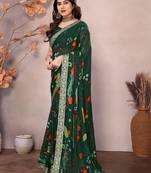 Zari poly georgette bandhani saree
