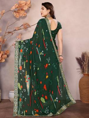 Zari poly georgette bandhani saree 2