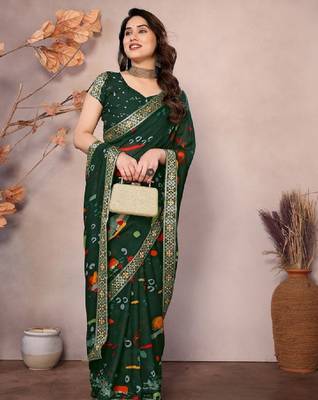 Zari poly georgette bandhani saree 3