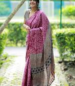 Ethnic motifs silk blend bandhani saree