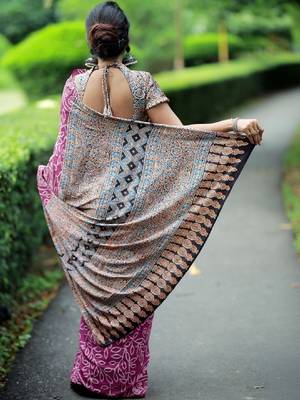 Ethnic motifs silk blend bandhani saree 2