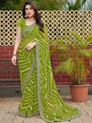 Leheriya embroidered poly georgette leheriya saree 1