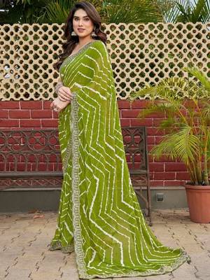 Leheriya embroidered poly georgette leheriya saree 2