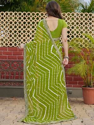 Leheriya embroidered poly georgette leheriya saree 3