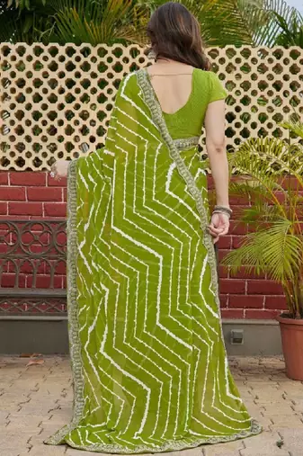 Leheriya embroidered poly georgette leheriya saree
