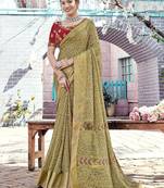 Printed zari bandhani saree
