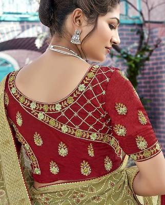 Printed zari bandhani saree 2
