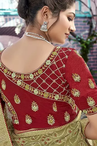 Printed zari bandhani saree