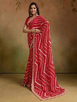 Pure georgette leheriya saree 3