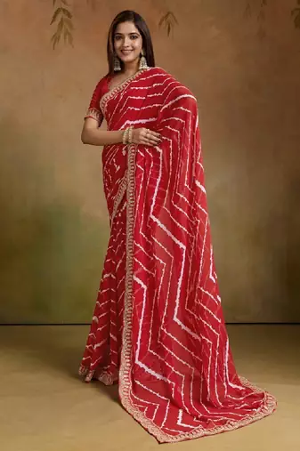Pure georgette leheriya saree