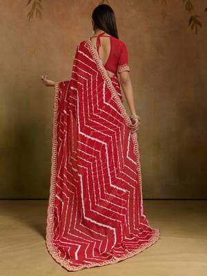 Pure georgette leheriya saree 4