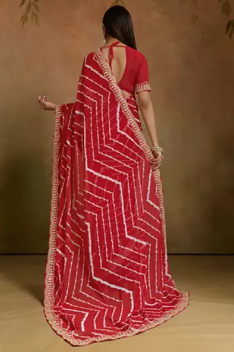 Pure georgette leheriya saree