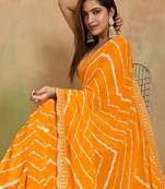 Leheriya printed sequinned pure georgette leheriya saree