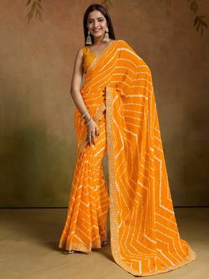 Leheriya printed sequinned pure georgette leheriya saree 2