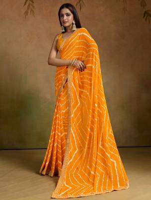 Leheriya printed sequinned pure georgette leheriya saree 3