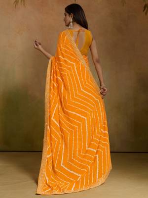 Leheriya printed sequinned pure georgette leheriya saree 4
