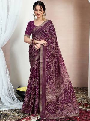 Bandhani zari pure chiffon bandhani saree 1