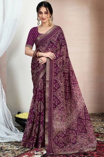 Bandhani zari pure chiffon bandhani saree